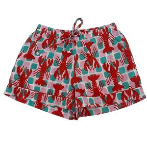 Bouffants & Broken Hearts Size Small Lobsters Squares Lightweight Pajama Shorts